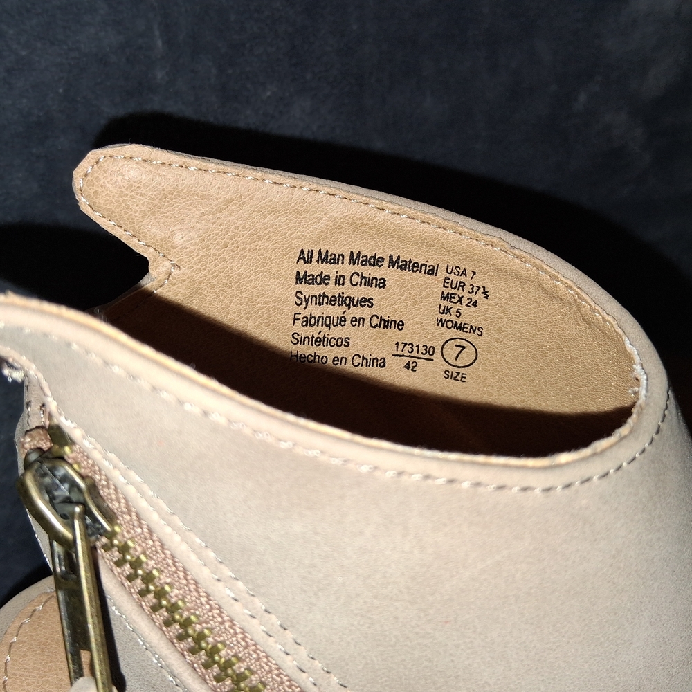 Brash Taupe Wedge Booties with Zipper - Picture 6 of 7